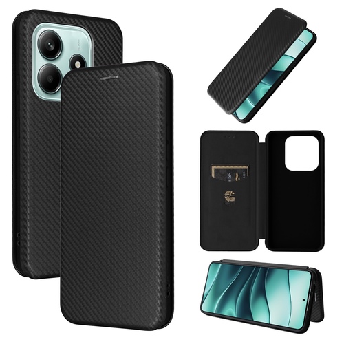 F�r Xiaomi Redmi Note 14 4G Carbon Faser Design Schutz H�lle Schwarz