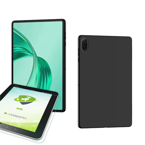 F�r Honor Pad X8a 11 Zoll TPU Silikon Schutz H�lle Schwarz + H9 Glas