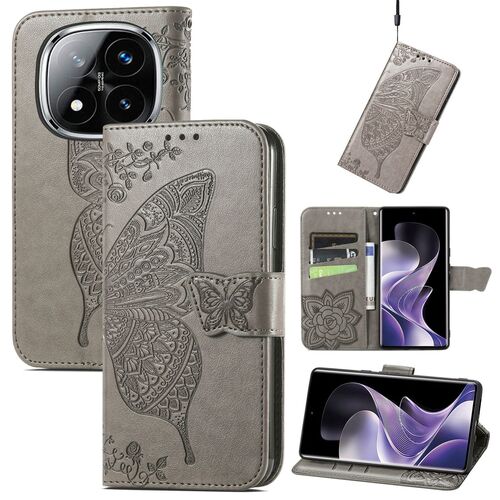 F�r Xiaomi Redmi Note 14 Pro Plus 5G Kunstleder Book Wallet H�lle Grau