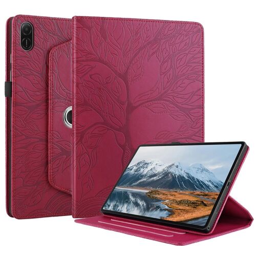 F�r Honor Pad X8a 11 Zoll 360 Grad Baum Motiv Kunstleder Tasche Rot