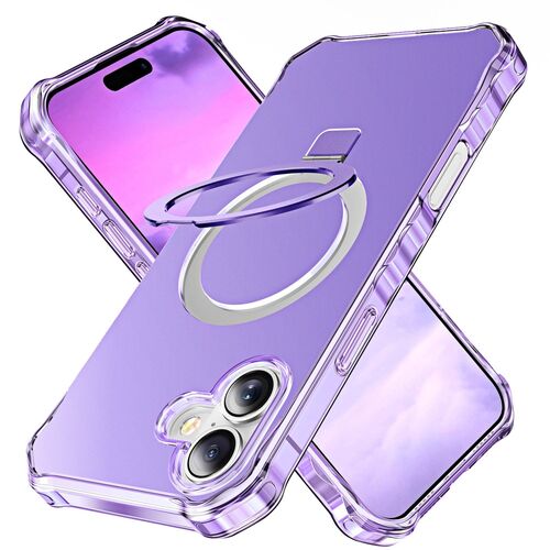 F�r Apple iPhone 16 Solid Color Wave MagSafe Ring Halter H�lle Lila