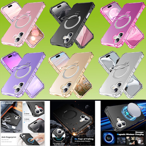 F�r Apple iPhone 16 / Plus / Pro / Pro Max Solid Color MagSafe Ring Halter H�lle