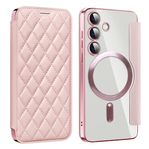 F�r Samsung Galaxy S25 Plus 5G Magsafe Kunstleder Schutz H�lle Rosa