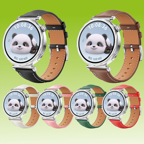 F�r Huawei Watch GT 5 41mm Damen Leder Ersatz Armband mit silberner Schnalle