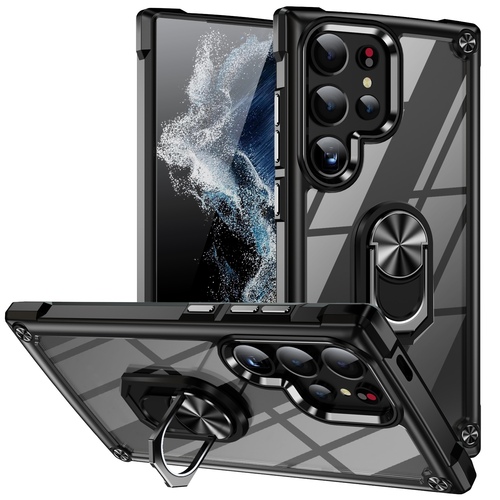 F�r Samsung Galaxy S25 Ultra TPU + PC H�lle Linsenschutz Ring Schwarz