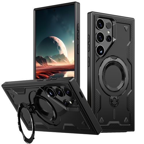 F�r Samsung Galaxy S25 Ultra 5G MagSafe Ringhalter PC Hybrid TPU H�lle