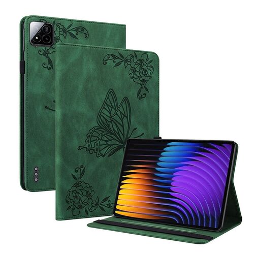 F�r Xiaomi Pad 7 / Pad 7 Pro Schmetterling Kunstleder Tasche Case Gr�n