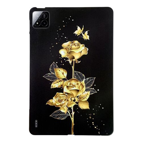 F�r Xiaomi Pad 7 / Pad 7 Pro TPU Gold Rose Motiv Design Schutz H�lle