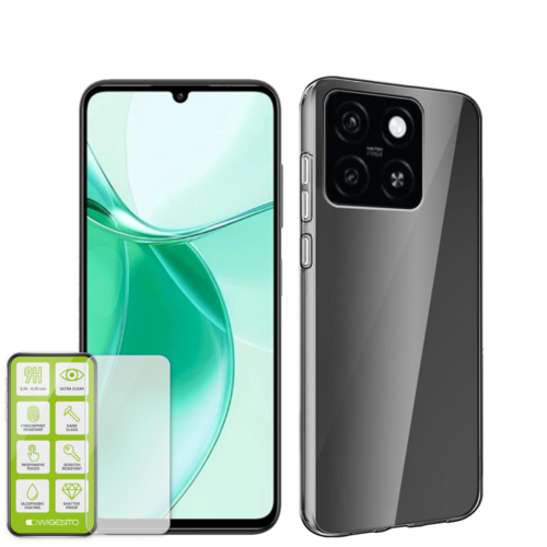 F�r ZTE Blade A55 Silikon TPU Schutz H�lle Transparent + H9 Hart Glas