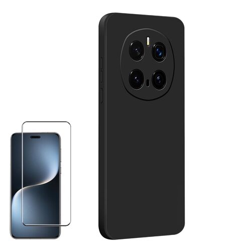 F�r Honor Magic 7 Pro TPU Silikon H�lle d�nn Schwarz + 4D Curved Glas