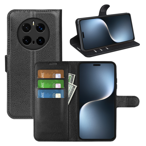 F�r Honor Magic 7 Pro Kunst-Leder Book Wallet Tasche H�lle Schwarz