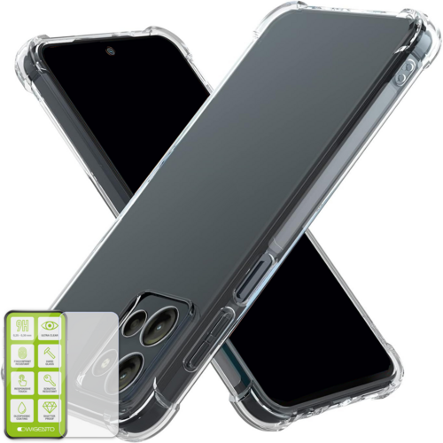 F�r Motorola Moto G15 Schock TPU Silikon Schutz H�lle + 9H Hart Glas