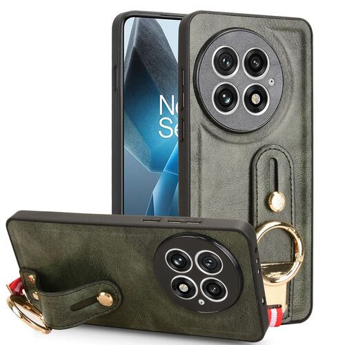 F�r OnePlus 13 Design Kunstleder TPU Schutz H�lle Armband Ring Gr�n