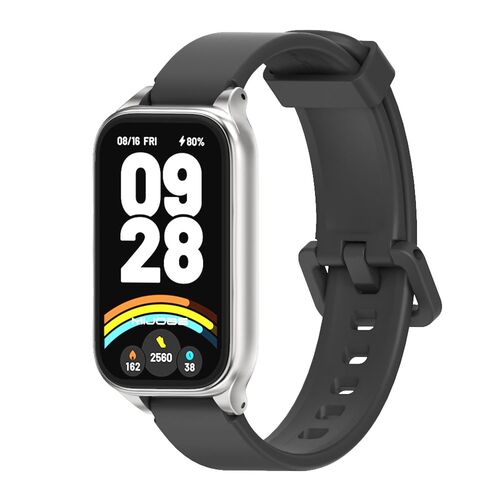 F�r Xiaomi Smart Band 9 Active / Redmi Band 3 Silikon Arm Band mit Metallrahmen 
