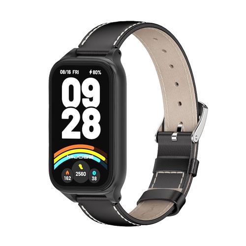 F�r Xiaomi Smart Band 9 Active / Redmi Band 3 Leder Band Metallrahmen