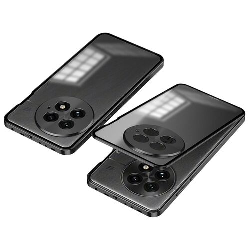 F�r OnePlus 13 Snap Verschluss Metall Rahmen Mattierte H�lle Schwarz