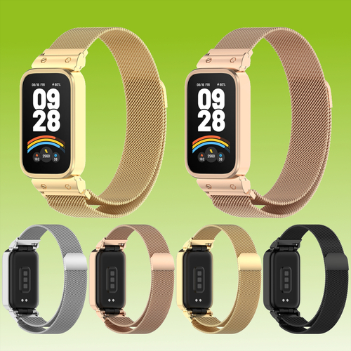 F�r Xiaomi Smart Band 9 Active / Redmi Band 3 Milanese Edelstahl Armband Geh�use