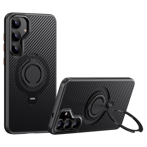 F�r Samsung Galaxy S25 MagSafe Carbon Design TPU Ring Schutz H�lle