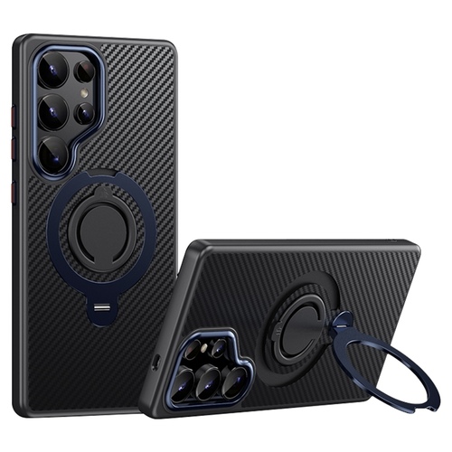F�r Samsung Galaxy S25 Ultra MagSafe Carbon Design TPU 360 Ring H�lle