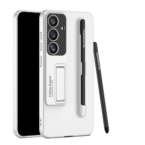 F�r Samsung Galaxy S25 GKK D�nne H�lle Stifthalterung + Stift Silber