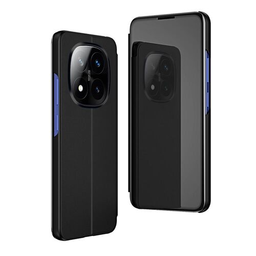 F�r Xiaomi Redmi Note 14 Pro Plus 5G View Spiegel Wake H�lle Schwarz