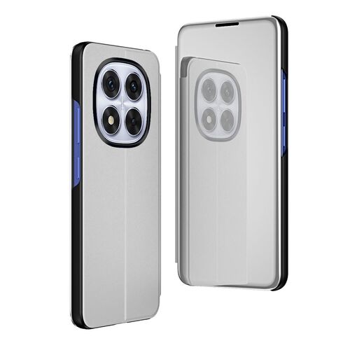 Fr Xiaomi Redmi Note 14 Pro 5G View Spiegel Wake UP Hlle Case Silber
