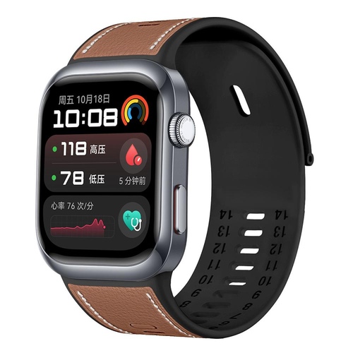 F�r Huawei Watch D2 Hochwertiges Leder Hybrid Silikon Arm Band Braun