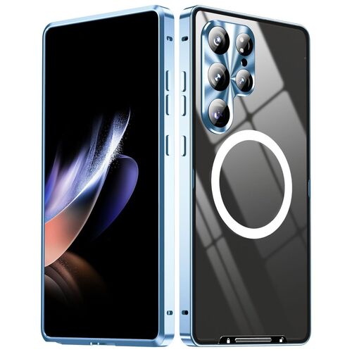F�r Samsung Galaxy S25 Ultra Magnetische Magsafe Metall H�lle Blau