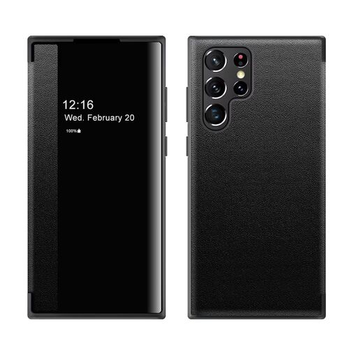 F�r Samsung Galaxy S25 Ultra 5G Mirror View Smart Cover H�lle Schwarz