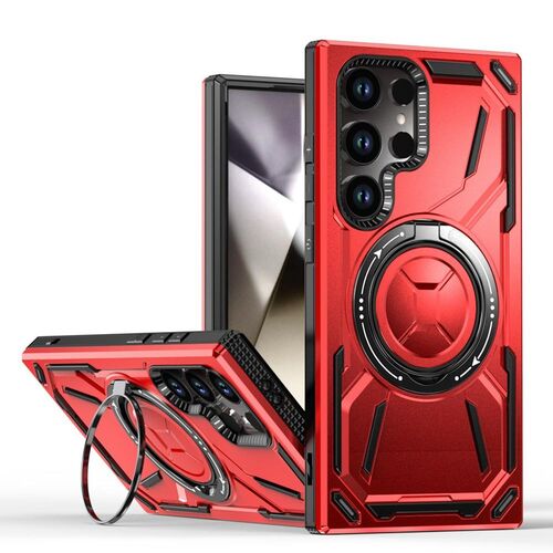 F�r Samsung Galaxy S25 Ultra Armor II MagSafe Magnet Ring H�lle Rot
