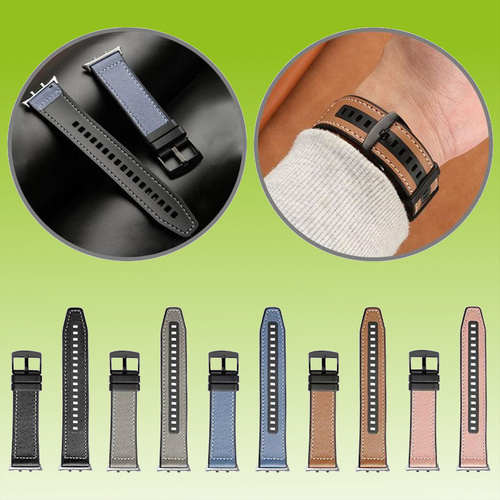 F�r Honor Watch 5 Hochwertiges Premium Leder Hybrid Silikon Ersatz Arm Band