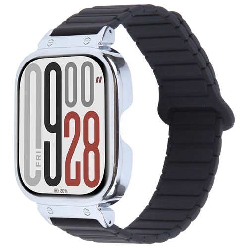 F�r Xiaomi Redmi Watch 5 / Watch 4 Armband mit Metall Geh�use Schwarz