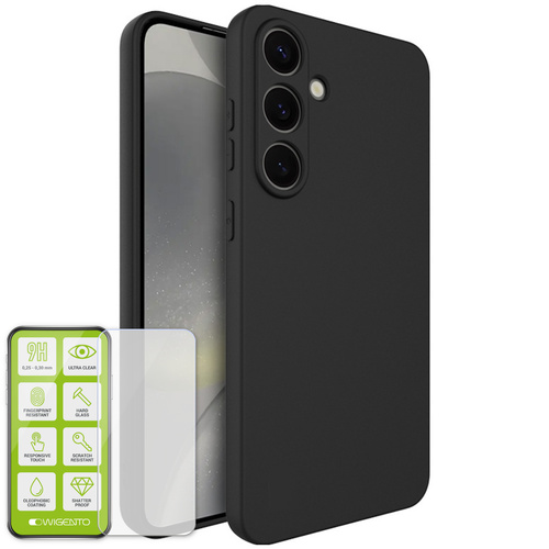 F�r Samsung Galaxy S25 5G Silikon TPU Schutz H�lle Schwarz + Hart Glas