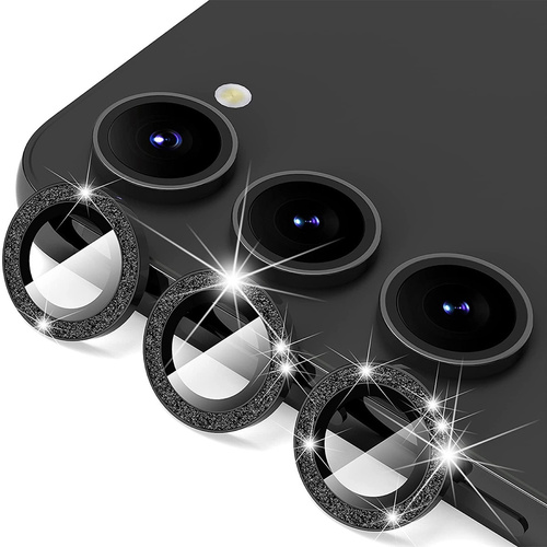 F�r Samsung Galaxy S25 Plus Aluminium Glitzer Ring Kamera Glas Schwarz