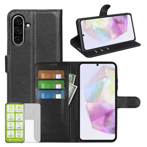 F�r Samsung Galaxy A56 / A36 Kunstleder Wallet Tasche H�lle + H9 Glas