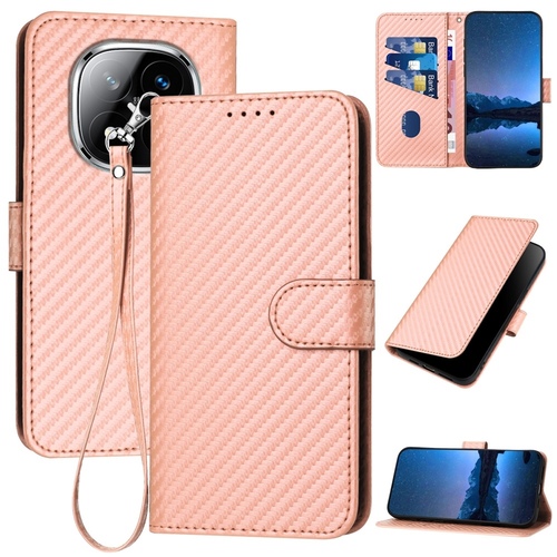 F�r Xiaomi Redmi Note 14 Pro Plus Carbon Fiber Kunstleder H�lle Rosa