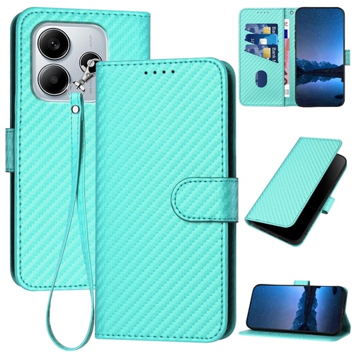 Fr Xiaomi Redmi Note 14 5G Carbon Fiber Kunstleder Handy Hlle Trkis