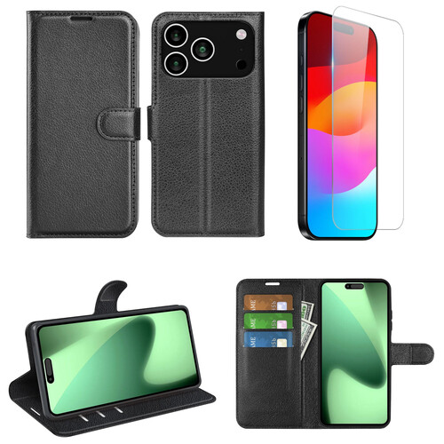 F�r Apple Modelle Kunstleder Book Wallet Handy Tasche H�lle + 9H Hart Glas Folie