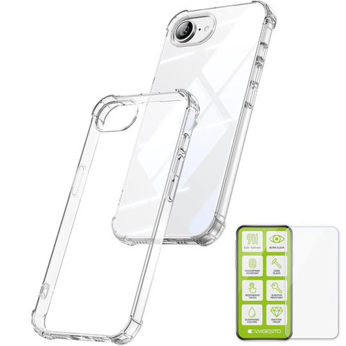 F�r Apple iPhone 16e Schock TPU Silikon Schutz H�lle + 9H Hart Glas