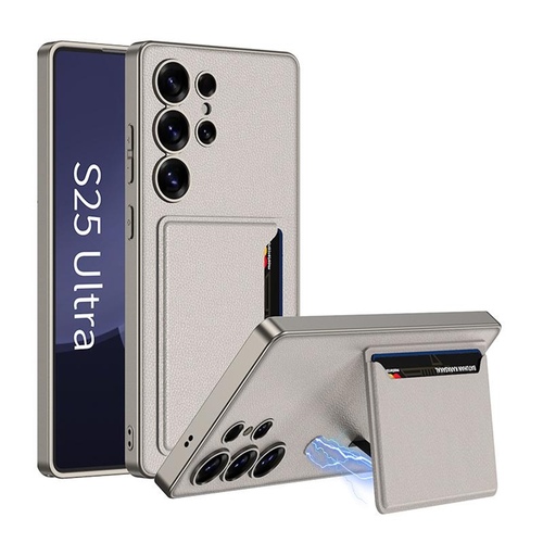 F�r Samsung Galaxy S25 Ultra GKK Kunstleder H�lle Kartenf�chern Titan