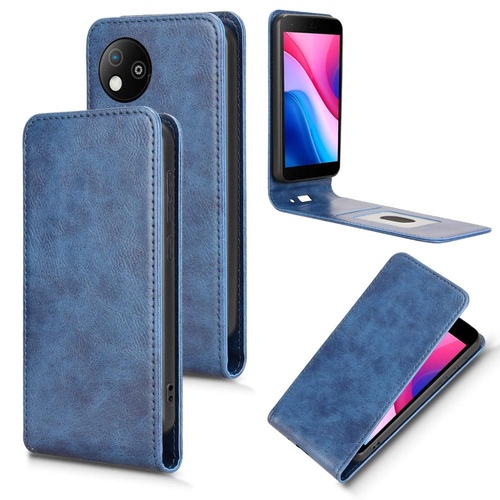 F�r ZTE Blade A35 Lite Vertikale Flip Handy Tasche H�lle Cover Blau
