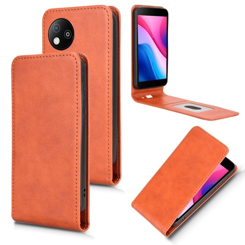 F�r ZTE Blade A35 Lite Vertikale Flip Handy Tasche H�lle Cover Braun