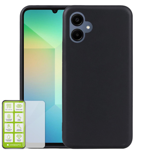 Fr Samsung Galaxy A06 5G Silikon TPU Handy Hlle Schwarz + Hart Glas