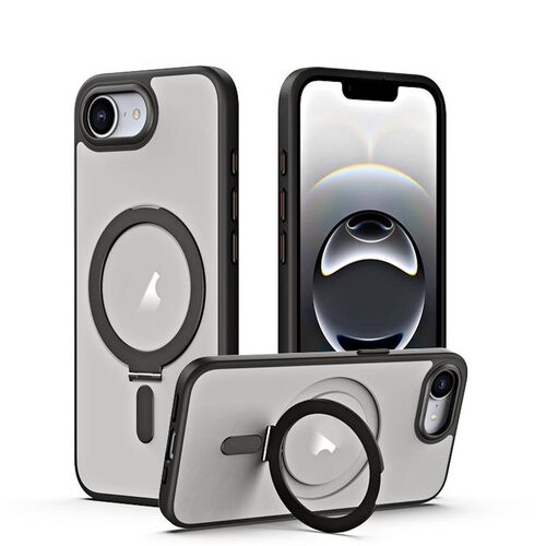 MagSafe f�r Apple iPhone 17e / 16e Airbag Frosted Schutz Ring Schwarz
