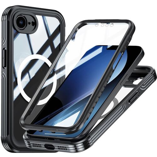 F�r Apple iPhone 16e MagSafe 360 Body Hybrid Tasche Bumper Schwarz