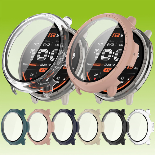 F�r Amazfit Active 2 Kunststoff PC Smart Watch H�lle + Tempered H9 Hart Glas