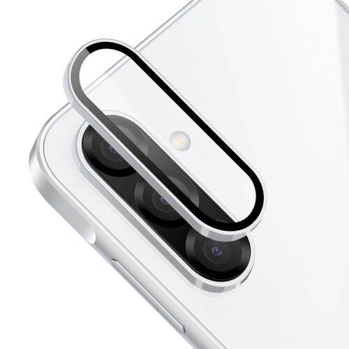 F�r Samsung Galaxy A26 / A36 / A56 Aluminium Ring + Hart Glas Silver