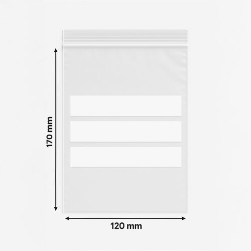 LDPE Schnellverschlussbeutel 120x170 mm mit Schreibfeldern - transparent