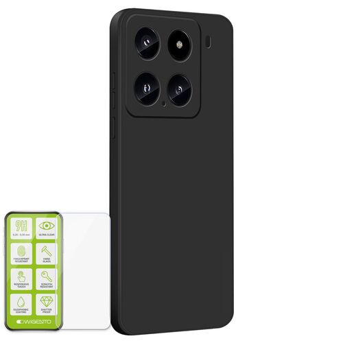 F�r Xiaomi 15 Silikon TPU Schutz Handy H�lle Schwarz + H9 Hart Glas