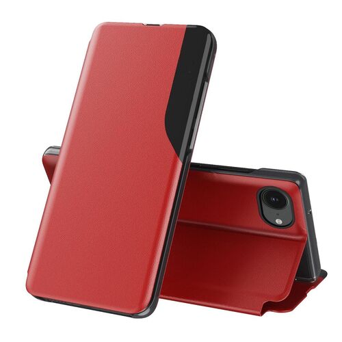 F�r Apple iPhone 16e Magnetische Flip H�lle Side Window View Case Rot